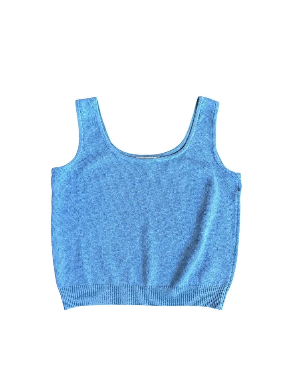 St. John Women's Wide Strap Round Neck Knit Sweater Blue Tank Top Size M Office